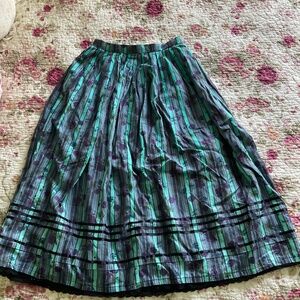 Vintage German Skirt, bright green and black, fits size XS/S